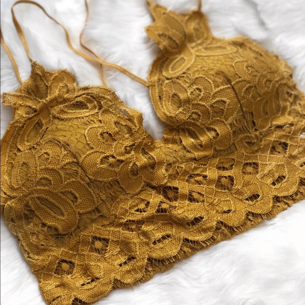 >>LAST<< Lena Crochet Lace Bralette - Mustard - Picture 3 of 8